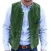 Herenvesten Pak Vest Koffie Suede Zwart met een Breaded Slim Fit Waistcoat Casual Formele mannen Kleding Steampunk Kare22