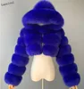 Casacos e jaquetas de pele sintética de corte peludo de alta qualidade e jaquetas femininas fofas com jaqueta de inverno com capuz Manteau Femme