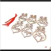 Dekoracje Świąteczne Dostawy Garden6PCS Bones Drewniane Hollow Letter Wiszące Rekwizyty Wakacje Party Navidad Dom Rok Christmas Decor Dr