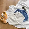 Mode d'été pour filles Short en jean à revers 1-7 ans fille 2 couleurs jean court all-match 210723