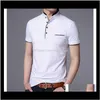 Tees s Mens Apparel Drop Leverans 2021 Sommar Mode Varumärke Kläder Tshirt Svart Solid Färg Slim Fit Short Sleeve T Shirt Män Mandarin Co