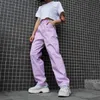 Luźna Wysoka Talia Damskie Spodnie Bawełniane Spodnie Pełnej długości Kobiety Moda Stretch Streetwear Spodnie Cargo Women 210518