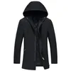 Herrgravrockar 2021 Höst- och vinterstil Fashion Leisure Long Hooded Coat Jackets