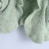 女性ミントグリーンフリルラミネーション装飾セーター女性半袖オルダンダルトンカーディガンシックトップ210520