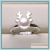 Jewelry Settings Shining! Pearl Rings Setting Zircon Solid 925 Sier Ring Mounting Blank Diy 5 Styles Mix Gift Drop Delivery 2021 3Amqd