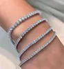 Beaded Strands 925 Sterling Silver 3mm 5MM 17cm 19CM CZ Tennis Bracelet Bangle For Women Wedding Fashion Jewelry Whole Christ220b