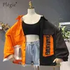 Harajuku Oversize Patchwork Veste Femmes Printemps Automne Arrivée Outwear Manteau Hip Hop Streetwear Lâche BF Style Vestes 211109