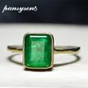 PANSYSEN Arrival Solid 925 sterling silver rings for women 6x8MM Emerald Gemstone Party Yellow Gold Color Fine Jewelry Ring 220223