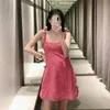 Dress Woman Pink Linen Slip Mini Women Backless Ruched Strap Short Summer es Bow Tied Sexy es 210519