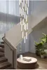 Modern simple staircase chandelier Pendant Lamps duplex apartment building living room decorative attic long tube