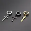 Bijoux En Acier Inoxydable Bricos Charme Kpop Boucle Croix Hoop Boucles D'oreilles Noir Petit Piercing Cerceaux Long Charmes Cadeaux Pour Hommes Huggie226d