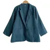 Damespakken Blazers Vrouwen Losse Linnen Effen Kleur Jas Blazer Dames Vintage Flax Jacket Vrouwelijke 2021 Lente Herfst