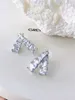 Fashionable And Exquisite Stud Commuting Diamond Earrings Temperament Full Of Diamonds Silver Needles Are Not Allergic To Jewelry