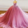 Tulle Quinceanera Dresses Lace Appliques flower Strapless Sweet 16 Dress Plus Size Prom Party Gowns