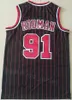 Men Vintage Basketball Scottie Pippen Jersey 33 Dennis Rodman 91 Michael 23 Stripe Black Red White Blue Color Team Retro Breathable For Sport Fans Throwback