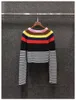 Kadın Sweaters 2022 Sonbahar Moda Külotları Yüksek Kaliteli Kadın Çizgili Desenler Örgü Uzun Kollu Günlük Bayanlar Yumuşak Örgü