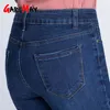 Jeans feminino cintura alta esticar tamanho grande lápis calças de meia idade magro gordura mm grande pés 210428