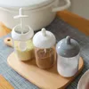 3pcs/set Plastic Seasoning Jar With Spoon Japanese Style Box Kitchen Supplies Bottle Cruet Cute Household 210423