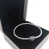 Kobiety Wąż Łańcuch Charm Bransoletki Fit Pandora Charms Koraliki DIY Biżuteria CZ Diamentowe Serce Kształt Zapięcie 925 Sterling Silver Bransoletka Pani Prezent Z Oryginalnym Pudełku