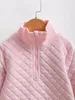 Toddler Girls Ruffle Hem Halv Zip Quilted Velvet Smock Klä henne