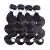 4 pakiety z koronkowym 4x4 Ciemnobrązowe brazylijskie fala ciała Virgin Hair Weave Bundles Middlethree Part6507637