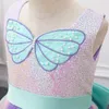 Baby Girls Dress Christmas Party Princess Dress Butterfly Print Birthda Ball Gown Cosplay Mermaid Girls Children's Clothing Q0716