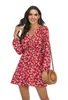 İlkbahar Sonbahar Kadın Mini Kısa Elbise Uzun Kollu Baskılı Elastik Bel Rahat Bohemian Kadın Elbiseler Vestidos de Mulher Robe 210520