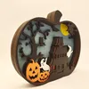 Halloweenowa dekoracji Lampa Drewniana Dynia Kreatywne Oświetlenie Photo Rekwizyty Desktop Ornament Spadek Decor Multicolor Kreatywność Rodzina