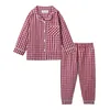 Mudkingdom Garçons Filles À Manches Longues Pyjamas Ensemble Col À Carreaux Automne Mignon Toddler Pyjama Enfants Vêtements De Nuit Enfants Vêtements Pjs 211130