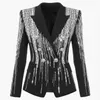 HIGH STREET est Modedesigner-Jacke für Damen, zweireihig, luxuriös, atemberaubende silberne Metallknöpfe, Perlen-Blazer 211122