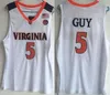 NCAA College Virginia Cavaliers 5 Kyle Guy Jersey University Koszykówka 12 DEANDRE Hunter Granatowy Blue Biały Zespół Kolor Oddychająca Czysta Bawełna Koszula Dobra Jakość