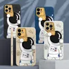 Casos de telefone celular de astronauta espacial de luxo para iPhone 12 11 Pro Max Mini X XS XR 7 8 Plus SE 2 Slim Soft Liquid Silicone Tampa