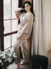 Women's Sleepwear Womens Robe Pajama Sets Long Sleeve Nightwear Peignoirs For Women Pijama Set Woman 2 Pieces Lace Up Bathrobes Nightgown