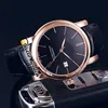 ساعات مصمم San Marco Classico Rose Gold Case 8156-111-2 / 91 Automatic Mens Watch Date Stud White Dial Brown Leather Strap 6Color