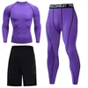 Män Komprimering Running T-shirt Fitness Tracksuit Tight Långärmad Sportkläder Tshirt Träning Jogging Shirts Gym Sportkläder Snabbtorkad Rashgard