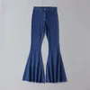 Kvinnors byxor sommar trafik hög midja jeans mamma stretch kvinnlig flare för tjej tvätt denim bredben skinny y2k 210809
