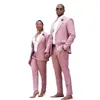 Casais de alta qualidade smokings formais rosa slim fit ternos de negócios noivo casamento festa de formatura roupa (jaqueta + calça)