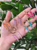 5 Pairs, Trendy summer fashion jewelry Gold color CZ Pave Neon rainbow colors lighting charm earring