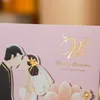 (50 pezzi/lottp) Nuovi inviti di nozze con fiori rosa 3D Sposa Sposo Stampa personalizzata Biglietto di auguri di matrimonio CX073