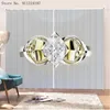 Rideaux à 2 panneaux avec anneau en diamant 24 carats, rideaux de fenêtre en tissu isolé thermiquement, pour salon, chambre à coucher, impression 3D de mariage