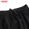 Women High Quality Black Cotton Midi Skirt Vintage Strethy Waist Ladies Elegant Chic Mid Calf Skirts 4C57 210416