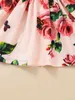 Baby Floral Schiffy Trim Bow Front Dress With Headband SHE