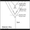 Halsband hängsmycken släpp leverans 2021 kvinnor bohemiska flerskiktsmetall hänge långa klavikelkedja guld/sier geometrisk halsband mode jud