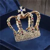 Moda Altın Gelin Diadem Kraliyet Kraliçe Kral Gelin Taç Balo Düğün Tiaras Ve Taçlar Saç Takı Pageant Başkanı Süsler