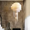 Современные подвесные лампы дуплексное здание большая люстра пустая гостиная вилла золотая кисточка спиральная лестница свет