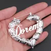 DOREMI 7cm Stainless Steel Bamboo Custom Heart Shape Earrings Customize Name Earrings Bamboo Style Custom Hoop Earrings Numbers 210924