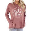 Fleece Mama Bear Sweatshirt T-Shirts Long Sleeve Tops Batwing Loose Fit Shirts with Pockets Letter Printing Round Neck Blouse Casual Custom Clothing 4 Colors GYL105