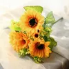 Dekorative Blumen Kränze Bündel künstliches Blumendekor Sonnenblumenstrauß für Home Wedding Decoration Wohnzimmer Party Tisch DeRordecora