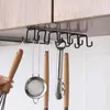 1pc Double-Row Hook Punch-Free Hanging Cup Hållare Hem Skåp Hylla Skåp Kläder Mugg Hylla Garderobshållare Kök Gadgets 210705