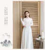 2021 spring autumn new white China traditional retro daily improved cheongsam girl long sleeve tea dress